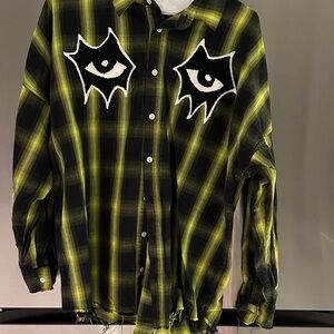 bocullo Plaid Button-Up Shirt in Yellow and Black